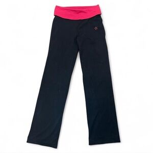 Y2K Style Tuff Athletics Black Foldover Flare Leggings